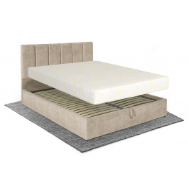 Ліжко з матрацом Лотос 160х200 (Кремовий, велюр, підйомний механізм, ніша) IMI