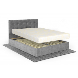 Ліжко з матрацом Троянда 160х200 (Світло-сірий, велюр, підйомний механізм, ніша) IMI