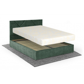Ліжко з матрацом Цинія 160х200 (Смарагдовий, велюр, без підйомного механізму) IMI
