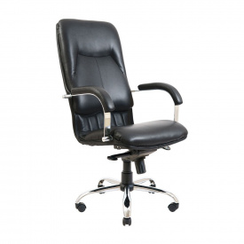 Офисное кресло руководителя Richman Nicosia VIP Хром M2 AnyFix Натуральная Кожа Lux Комбо Италия Черный