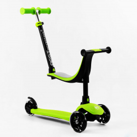 Самокат-велобег Best Scooter 3 в 1 колеса PU со светом сидение родительская ручка 50 кг Green (106696)