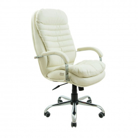 Офисное кресло руководителя Richman Valencia VIP Хром M1 Tilt Натуральная Кожа Lux Италия Белый