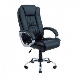 Офисное кресло руководителя Richman California VIP Хром M1 Tilt Натуральная Кожа Lux Италия Черный