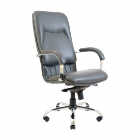 Офисное кресло руководителя Richman Nicosia VIP Хром M2 AnyFix Натуральная Кожа Lux Италия Серый
