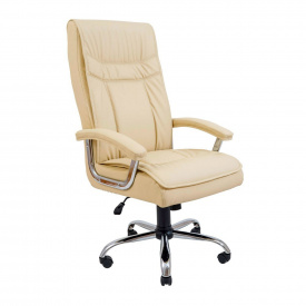 Офисное кресло руководителя Richman Burgas VIP Хром M3 MultiBlock Натуральная Кожа Lux Италия Кремовый