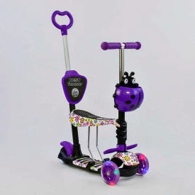 Детский самокат - трансформер 5в1 с подсветкой Best Scooter "Божья коровка" 97240 фиолетовый