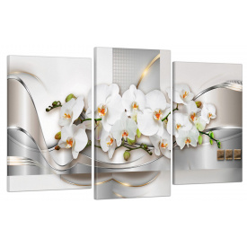 Модульная картина Декор Карпаты в гостиную / спальню для интерьера Цветы Орхидеи 53x100 см MK30278_E