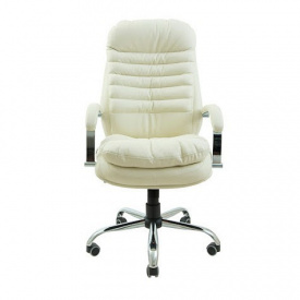 Офисное кресло руководителя Richman Valencia VIP Хром M2 AnyFix Натуральная Кожа Lux Италия Белый