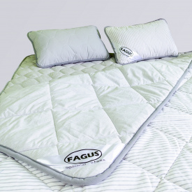Комплект для сну євро 180х200 Fagus "MAXI" з вовни мериносів колір Сірий/Білий у сіру смужку