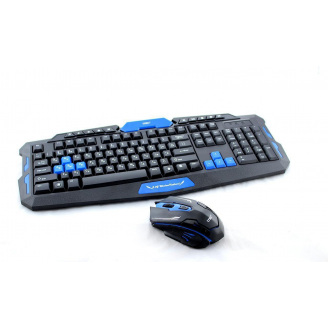 Бездротова ігрова клавіатура та миша UKC HK-8100 Чорний із синім