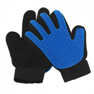Пара рукавичок для вичісування вовни True Touch Чорний з синім (258525)