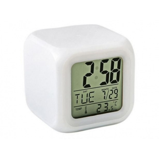 Годинник будильник-хамелеон з термометром HMD Білий (110-108437)