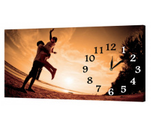 Настінний годинник ProfART на полотні 30 x 53 см Пара на заході сонця (10_S)
