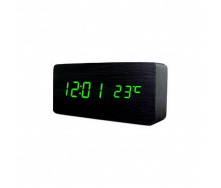 Настільний годинник ART-862 від мережі + батарейки годинник-будильник, дата, температура 16х8х5см Чорний-Зелений