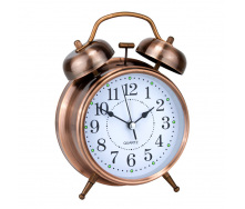 Годинник настільний Clock з будильником Моен Класік Тихий хід 16х11,5х5,5 см Мідний (16282)