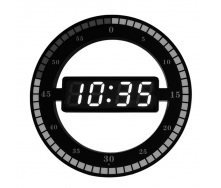 Настільний LED годинник круглий HongC d 31см HC-012 Чорний