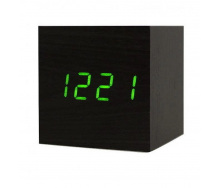 Настільний електронний світлодіодний годинник куб Wooden Watch VST-869 65х65 мм Червоне світло