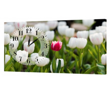 Настінний годинник ProfART на полотні 30 x 53 см Тюльпани (C13_S)