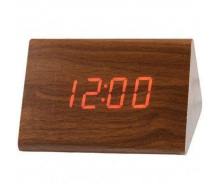 Настільний годинник ART-864 від мережі + батарейки годинник-будильник, дата, температура 12х7х8см Коричневий