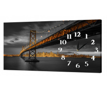 Настінний годинник ProfART на полотні 30 x 53 см Нічний міст (11_S)