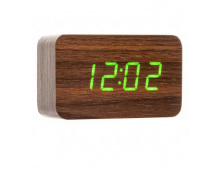 Настільний електронний годинник від мережі та від батарейок з календарем та градусником VST 863 Коричневий з зеленим