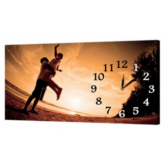 Настінний годинник ProfART на полотні 30 x 53 см Пара на заході сонця (10_S)