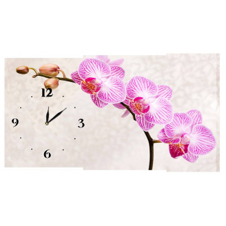 Настінний годинник на полотні Декор Карпати Орхідея C9 Бежевий (rDdZ14440)