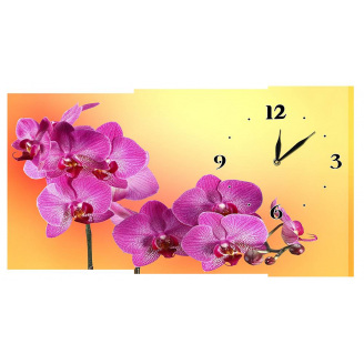 Настінний годинник на полотні Декор Карпати c23 Орхідеї (qzLD20962)