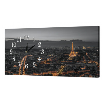 Настінний годинник ProfART на полотні 30 x 53 см Нічний Париж (06_S)