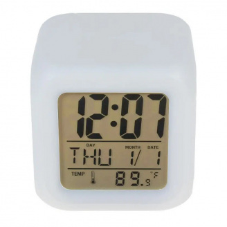 Годинники настільні електронні RIAS 508 з термометром хамелеон White (3_00961)