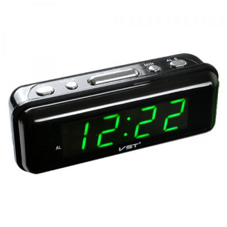Настільний годинник з будильником цифровий VST VST-738-4 Чорний (20053100293)