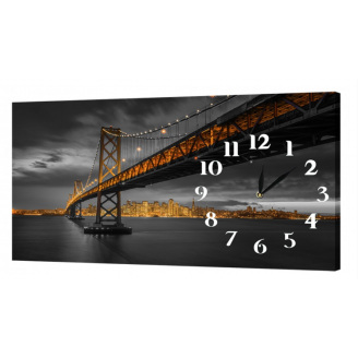 Настінний годинник ProfART на полотні 30 x 53 см Нічний міст (11_S)