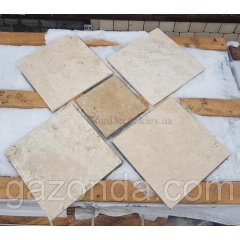 Плитка з натурального каменю травертин білий 1,2х30х30 см світло-бежева Полтава