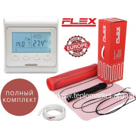 Нагревательный мат Flex EHM 12м²/2100Вт/ 175Вт/м² электрический теплый пол под плитку с программируемым терморегулятором E51