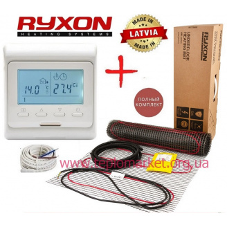 Нагрівальний мат Ryxon HM 2,5м²/500Вт/ 200Вт/м² електрична тепла підлога під плитку з програмованим терморегулятором E51
