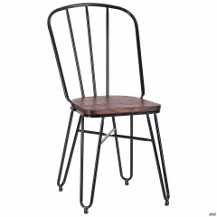 Металевий стілець Clapton чорний з дерев'яним сидінням гевея колір під горіх Черкаси