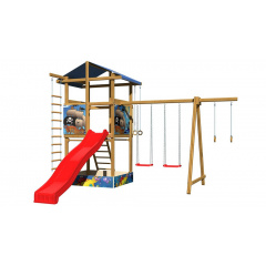 Детская площадка SportBaby №8 деревянная башня с горкой качели кольца лестница веревочная Кропивницкий