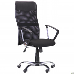 Офісне крісло AMF Ultra Хром спинка сітка чорна Нове