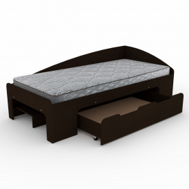 Одноместная кровать Компанит 90+1 с выкатным ящиком дсп Венге