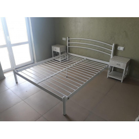 Двуспальная кровать Тенеро Маранта 160х200 см белая металлическая на ножках с изголовьем