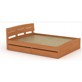 Двоспальне ліжко Компаніт Модерн-140 з двома ящиками і узголів'ям лдсп Світла Вільха