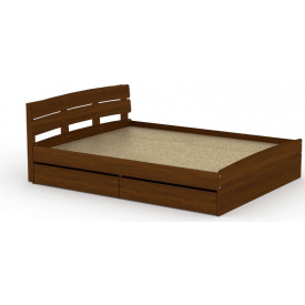 Двуспальная кровать Компанит Модерн-140 с двумя ящиками и изголовьем лдсп Орех-эко