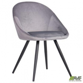 Стілець-крісло обідній AMF Mary ніжки black м'який silver обідній для кафе ресторану для вітальні