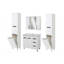 Комплект мебели для ванной комнаты Альвеус 80 с умывальником Комо 80 + пенал Альвеус 40 с корзиной 
