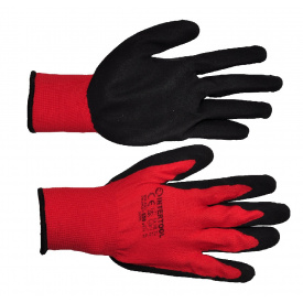 SP-0127 Перчатки красные вязаные синтетические с серым пористым нитрилом (12/120)
