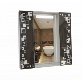 Шкаф-зеркало с LED подсветкой 80x80x14см ШК816