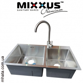 Кухонная мойка Mixxus SET 7843 D-220x1.0-SATIN (со смесителем, диспенсером, сушкой в комплекте)