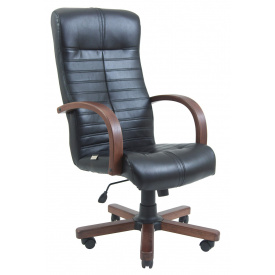 Офисное Кресло Руководителя Orion Кожа Люкс Wood М2 AnyFix Черное