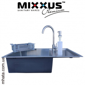 Кухонная мойка Mixxus SET 7844-200x1-SATIN (со смесителем, диспенсером, сушкой в комплекте)