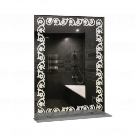 Зеркало для ванной комнаты 600*800 Ф390 с полкой.